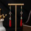 Ancient Red Beaded Cloud Teardrop Earrings - Chinese Hanfu Cheongsam Pearl Accessories