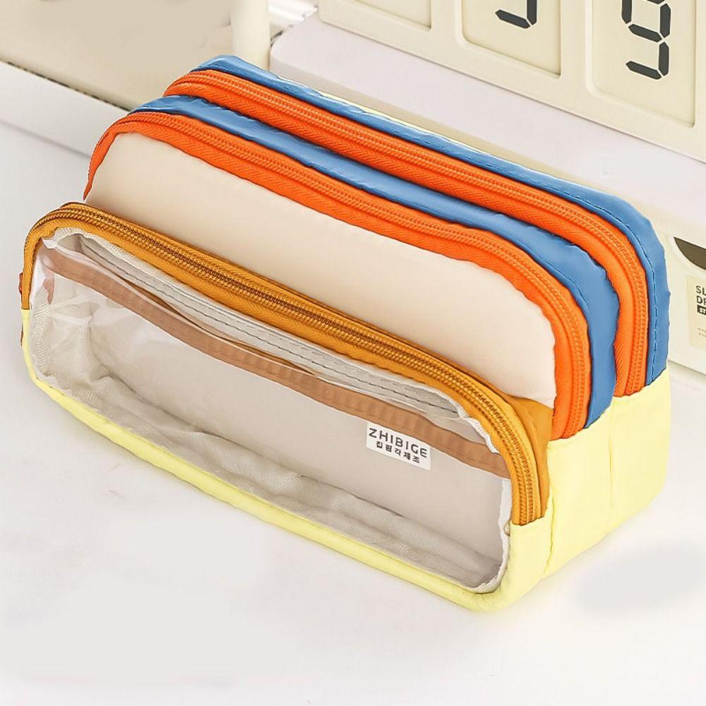 Japanese Style Pencil Bag Multi-layer Pen Pencil Case Stationery Storage Bag  School Use