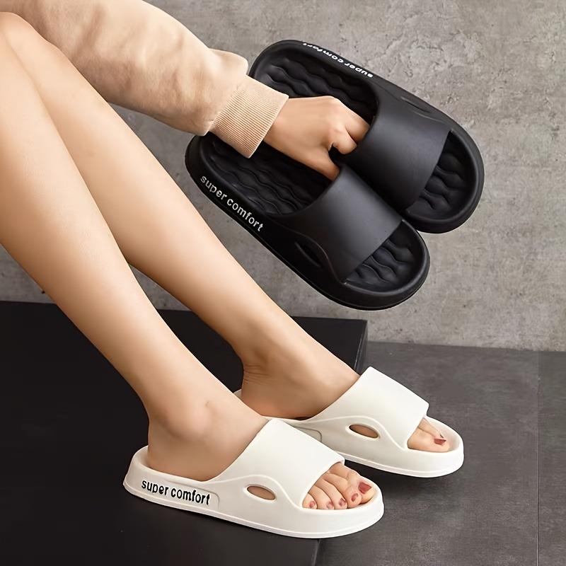 Letter Printed Anti Slip Slippers - Casual Open Toe Comfortable Shoes - Soft Sole, Quick Drying, Perfect for Indoor Family Relaxation