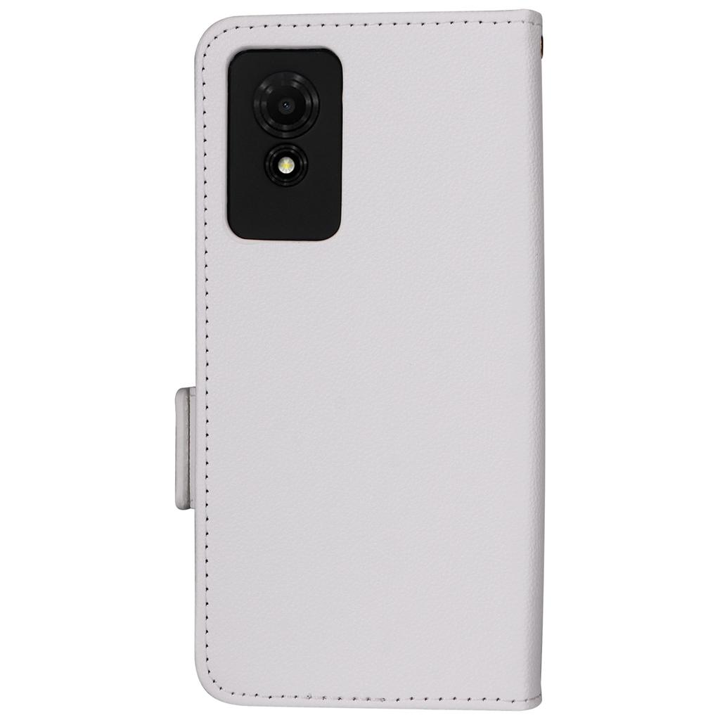 For TCL 501 T433D Case with Wrist Strap Litchi Texture PU Leather Wallet Phone Cover