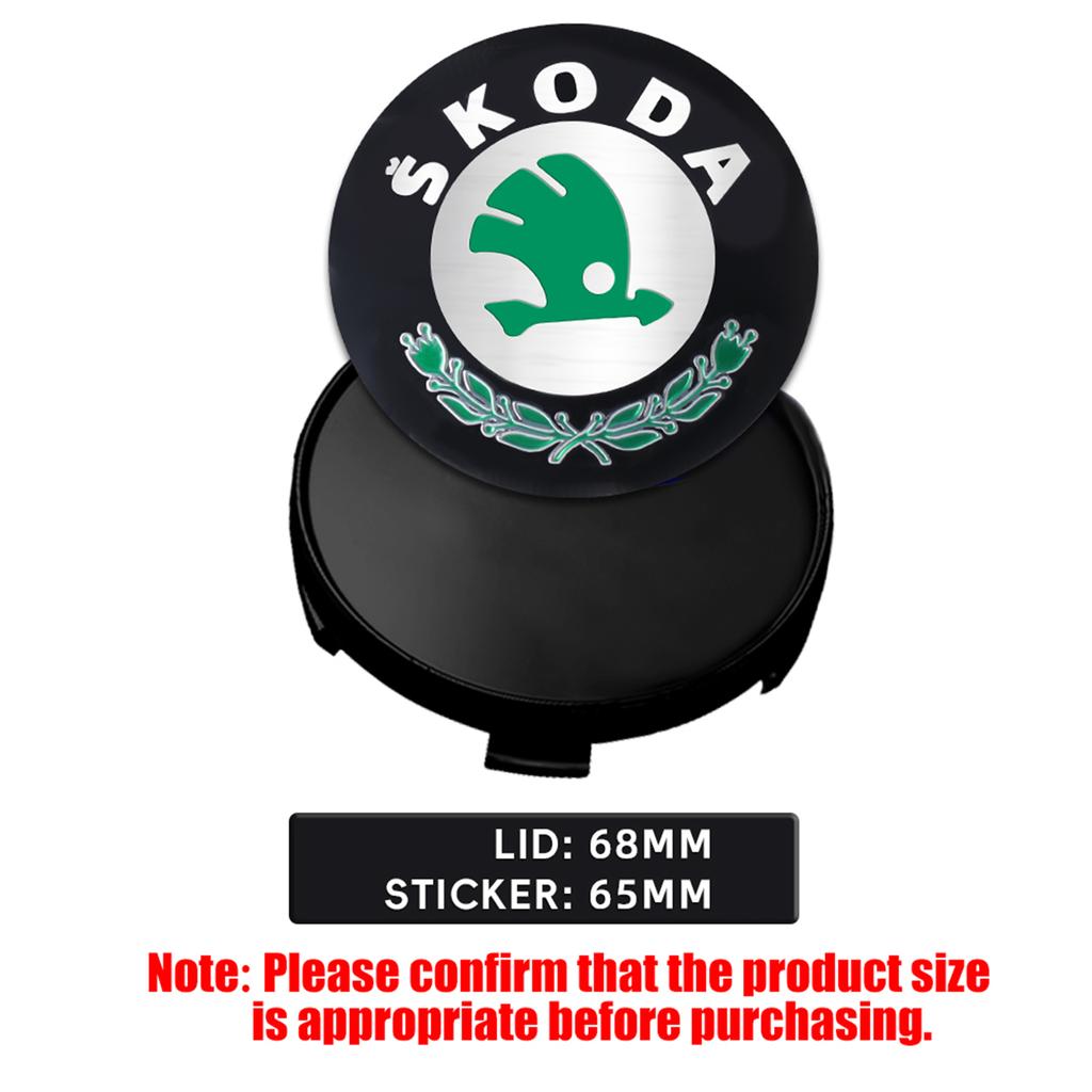 DDWO5 56/60/65/68MM Car Wheel Center Cover Badge Sticker Hub Cap Accessories For Skoda Kodiaq Octavia Enyaq Kamiq Scala Rapid MK2 MK3
