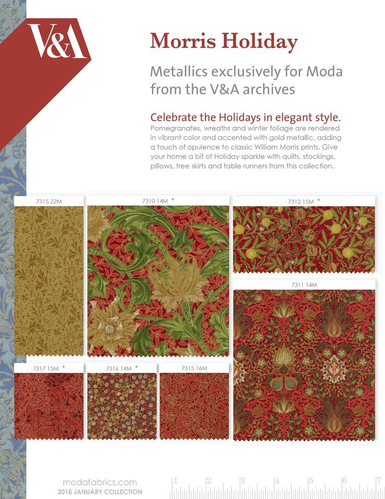 Moda Botanical Clover Sheeting Best of Metallic White X 7316-11m Fabric, Morris, Finish, (110cm 100cm)