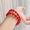 Natural Ice-Permeable Pigeon Blood Red Chalcedony Agate Multi-Circle Design Bracelet Bracelet, Fidelity, Over The Base
