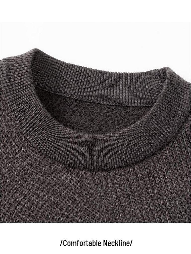 Men's Solid Color Half-High Collar Fleece Knit Sweater - Warm, Casual Base Layer Shirt
