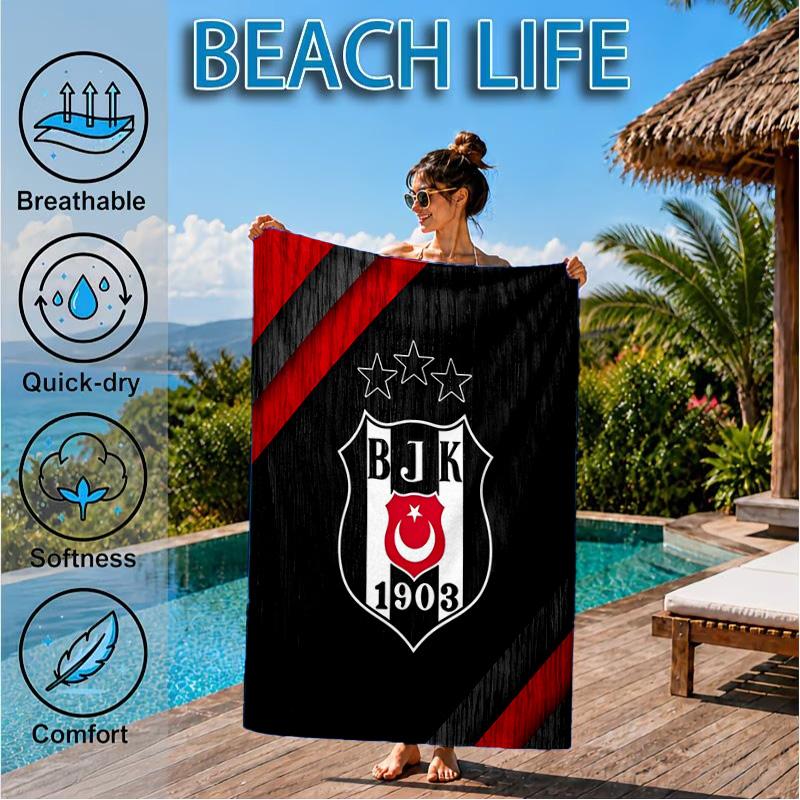 Besiktas Crest Legacy 1903 Beach Towel, Quick-drying, Easy to Care for, Suitable for Both Fitness and Beach Vacations,Sports Essential