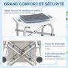 Shower stool shower chair - padded and adjustable seat, non-slip suction feet, grey aluminum