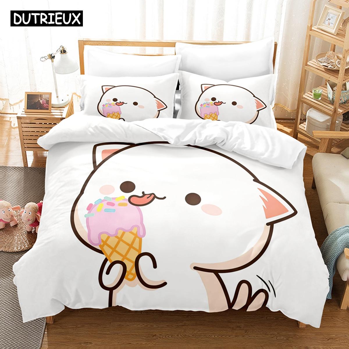 

Pillowcase Twin Full Queen King Bedclothes Bed Linen with 3D The Cute Cat Bedding Sets Duvet Cover Set Durable EU single(135x200cm)