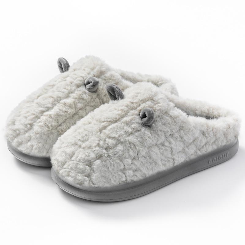 Women's and Men's 2024 Autumn Winter Thick Sole Fleece Slippers for Home