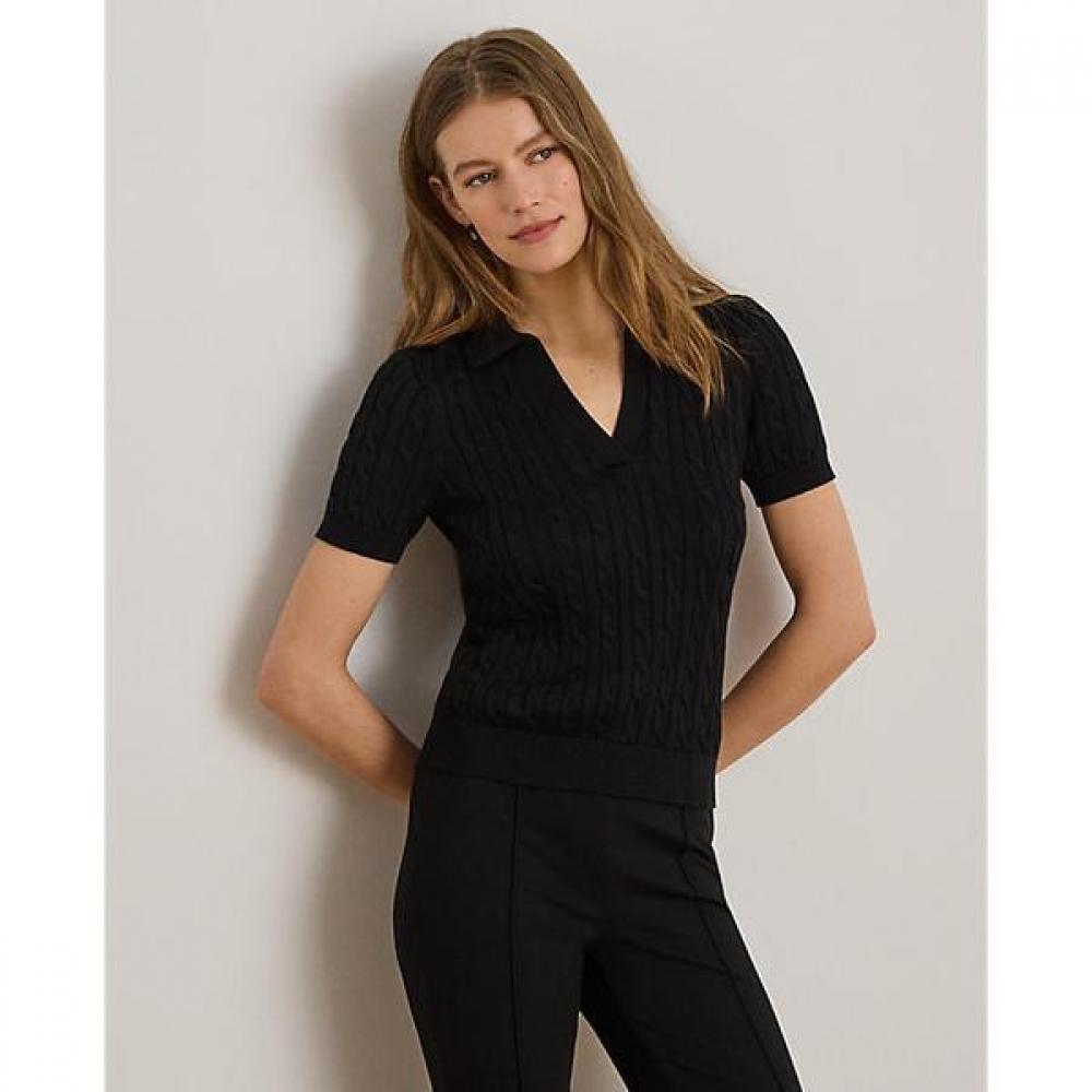 Lauren Ralph Lauren Short Sleeve Cable Cotton Blend Sweater Wmlrswesn820213001 XS
