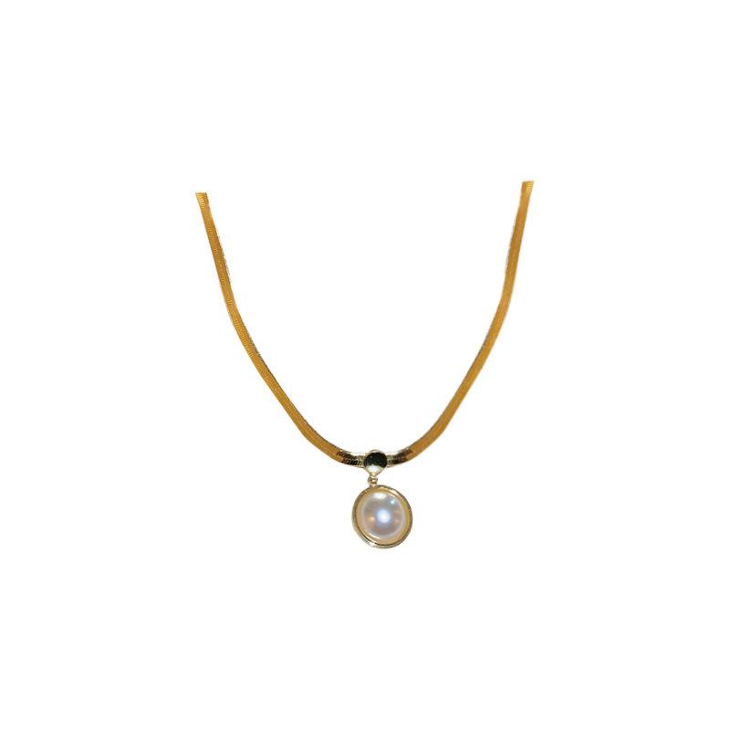 Minimalist Titanium Steel Clavicle Necklace with Pearl Pendant for Women - Versatile Cold Style Fashion Jewelry