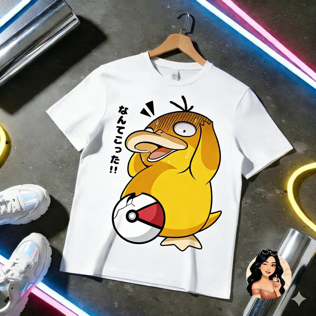 Pokémon Psyduck Graphic T Shirt Men Kids 2026 Summer Y2k Short Sleeve Tee Top Streetwear Oversized Casual Parentchild Clothing