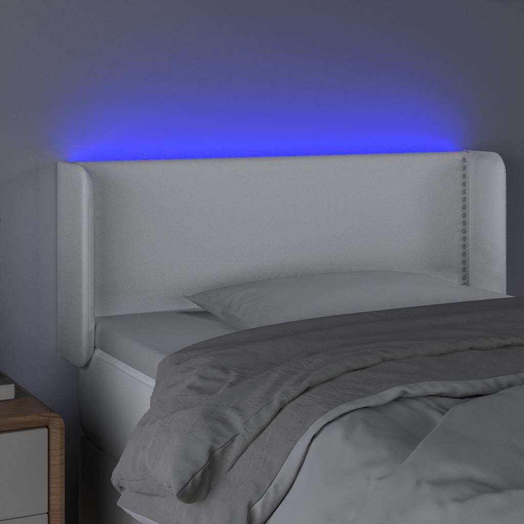 vidaXL LED Kopfteil Weiß 103x16x78/88 cm Kunstleder