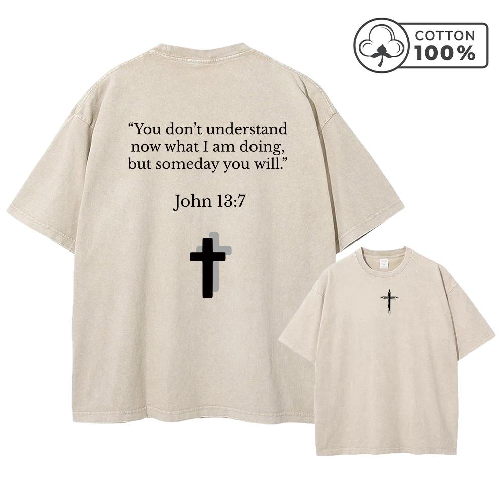 Mens Retro Distressed Washed TShirt With Bible John Print Pure Cotton Crew Neck Short Sleeve Suitable For Daily Commute
