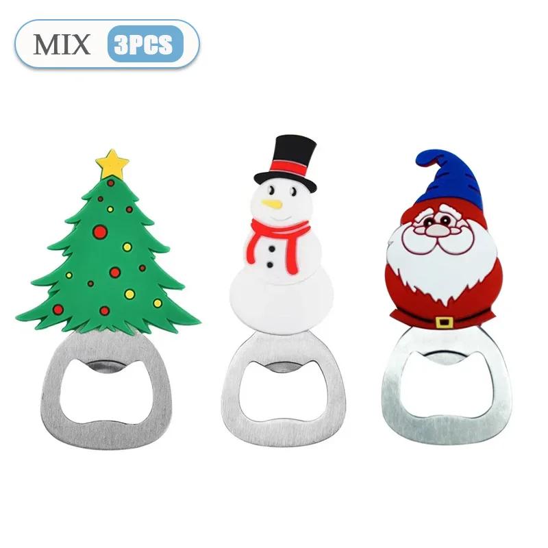 Christmas Magnetic Bottle Opener Santa Claus Beer Eagle Silicone Refrigerator Magnet Kitchen Tool Holiday Party Gift Decoration