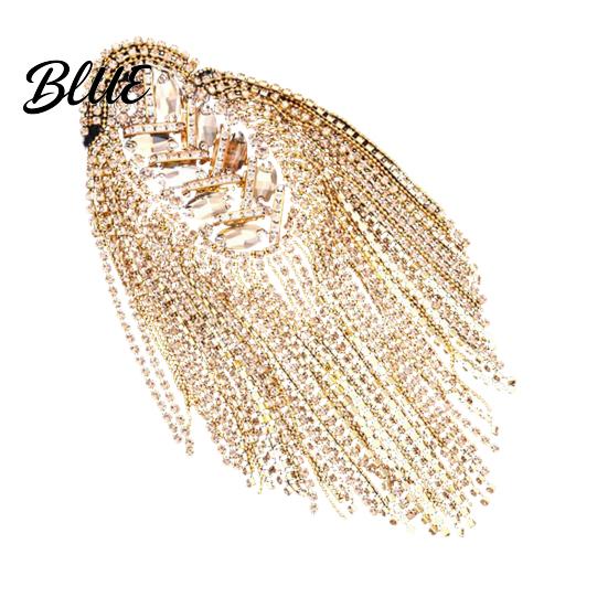 Fringe Shoulder Brooch 1/2Pcs Rhinestone Tassel Epaulet Men Women Uniforms