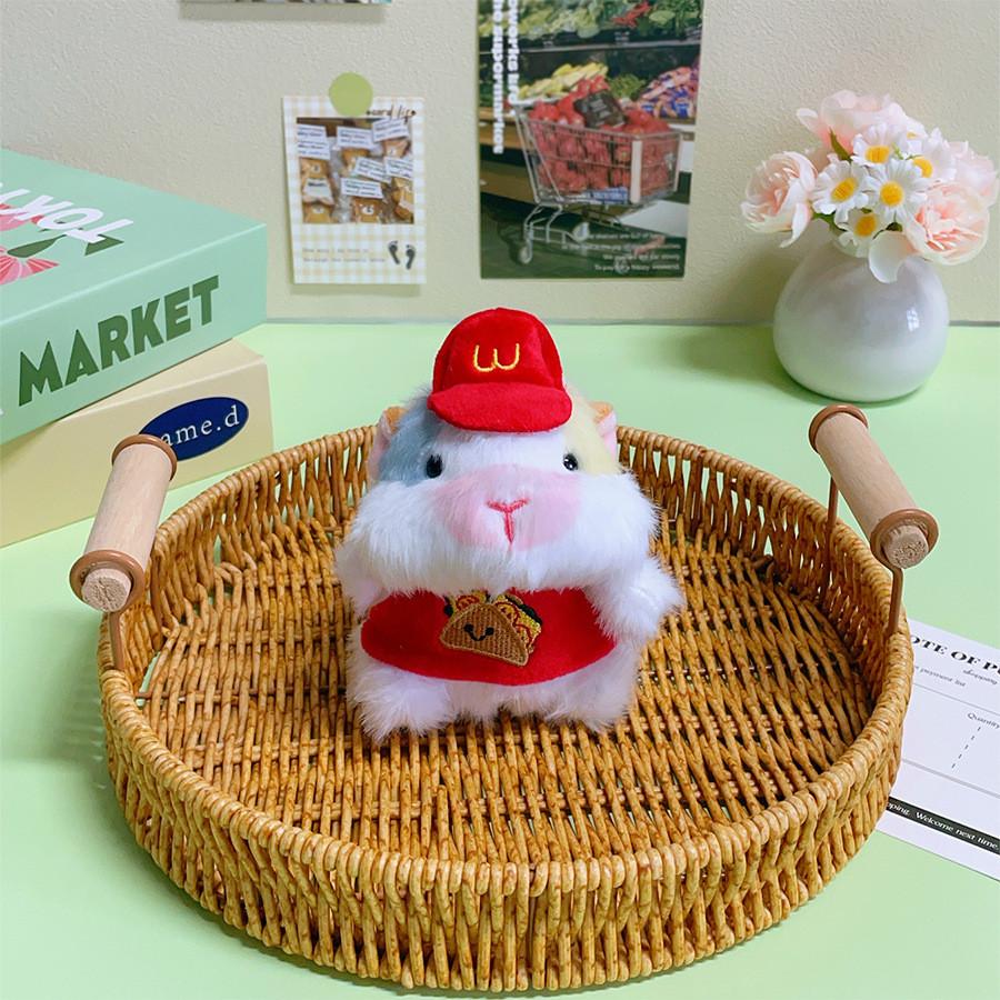 Adorable Hamster Handheld Plush Doll With Keychain For Office Desk Decor