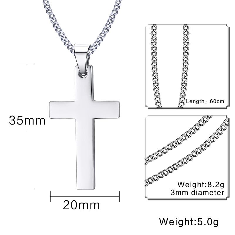 Classic Men Cross Pendant Necklace For Male Stainless Steel Necklace Statement Cruz Zircon 24 Link Chain Pendant with Chain