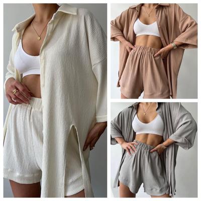 Letni dres codzienny damskie szorty garnitury zielona Streetwear koszula z krótkim rękawem topy luźny sznurek mini szorty dwuczęściowy zestaw