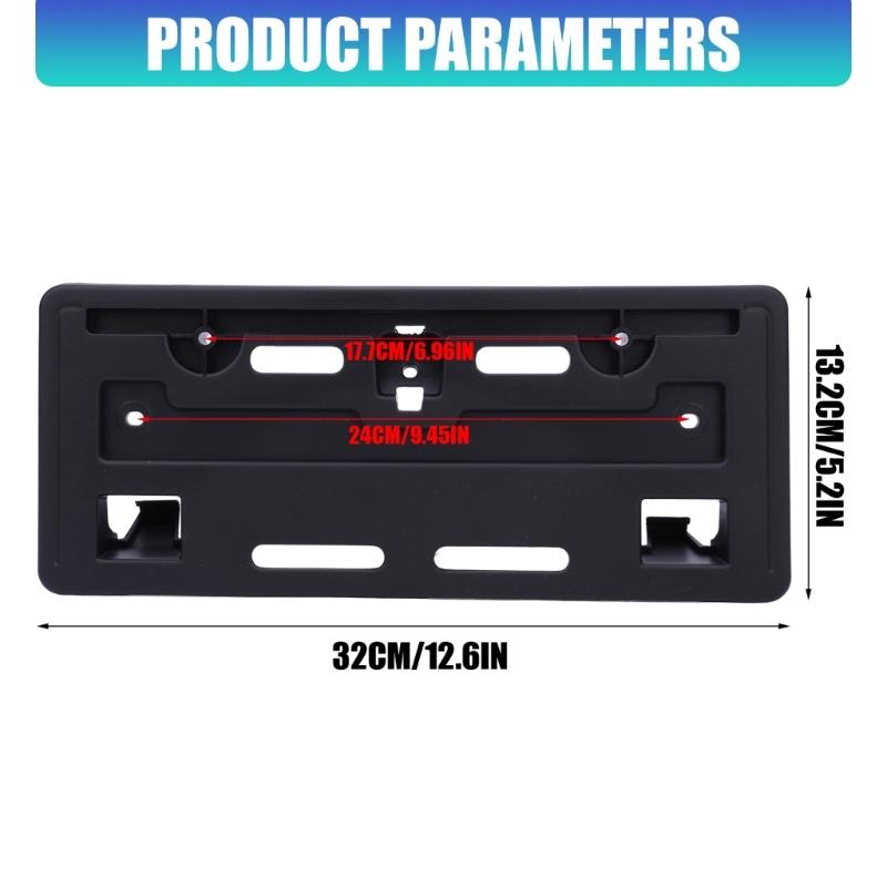 Black ABS Front License Plate Bracket, Replacement Mount with Multiple Mounting Points and 6 Included Screws for the Stated Application