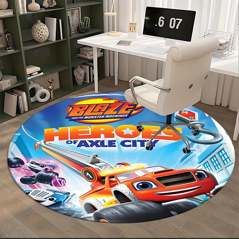 Blaze,Monster Machines Chair Mat Round Rug Office Carpet, Machine Washable, Non Slip, Suitable for Living Rooms, Bedrooms