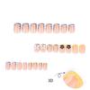 24pcs Manicure Long Square False Nails Sweet French Press On Nails Detachable Pink Lip Bow Nail Tips DIY