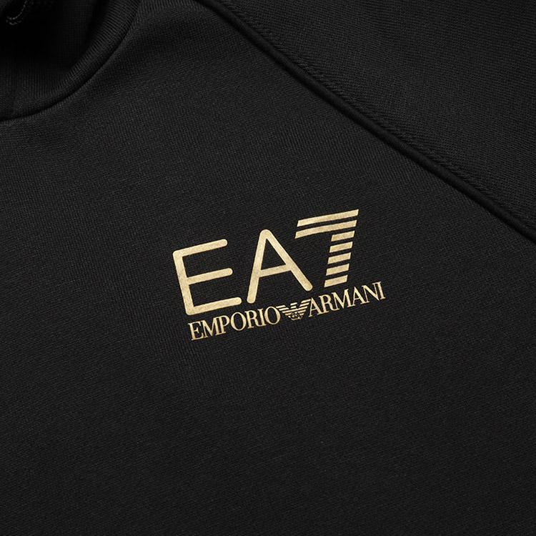 Emporio Armani Embroidered Fleece Hooded Long Sleeve Sweatshirt Men sweatshirt Black Gold 8NPM08-PJ07Z-1203