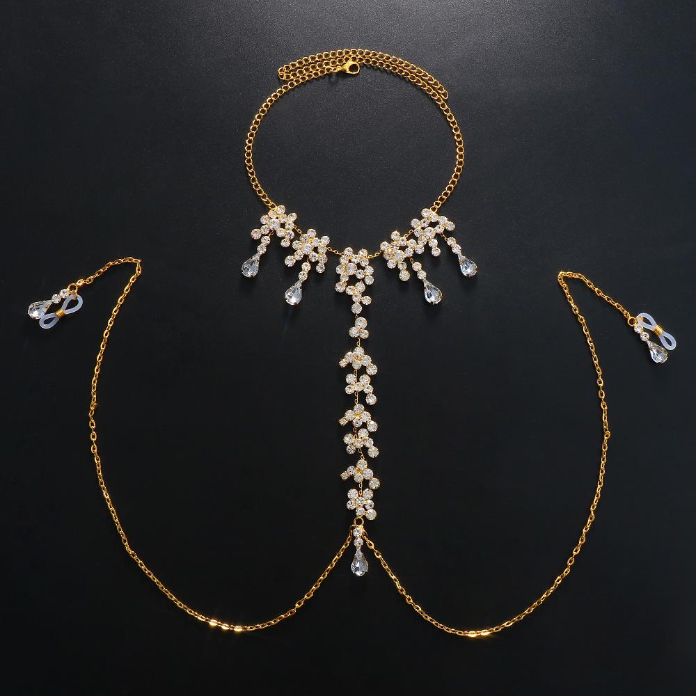 Аксессуары Мода Цепочка Аксессуары Ночной клуб Сексуальная Молочная Цепочка Стразы Цепочка для Тела Женская Цепочка для Тела золотой