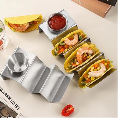 2025 Horký nerezový držák na tacos Mexický stojan na rolky Tvar W Stojan na palačinky Stojan na tacos dorty Displej Kuchyňské vychytávky