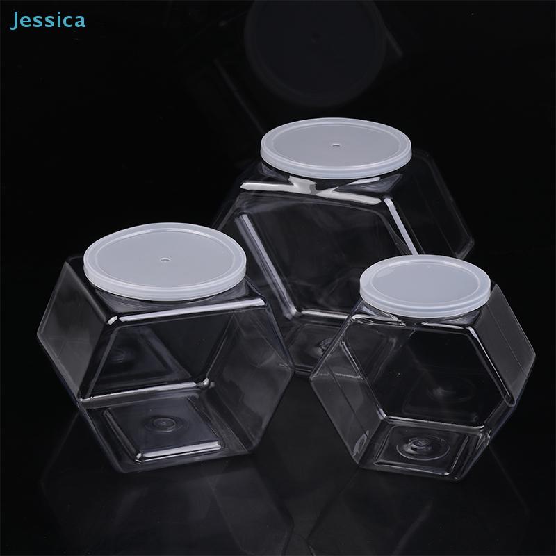 Hexagon Clear Plastic Storage Jars With Airtight Lids – Food-Safe Containers For Kitchen Snacks Candies Organizing