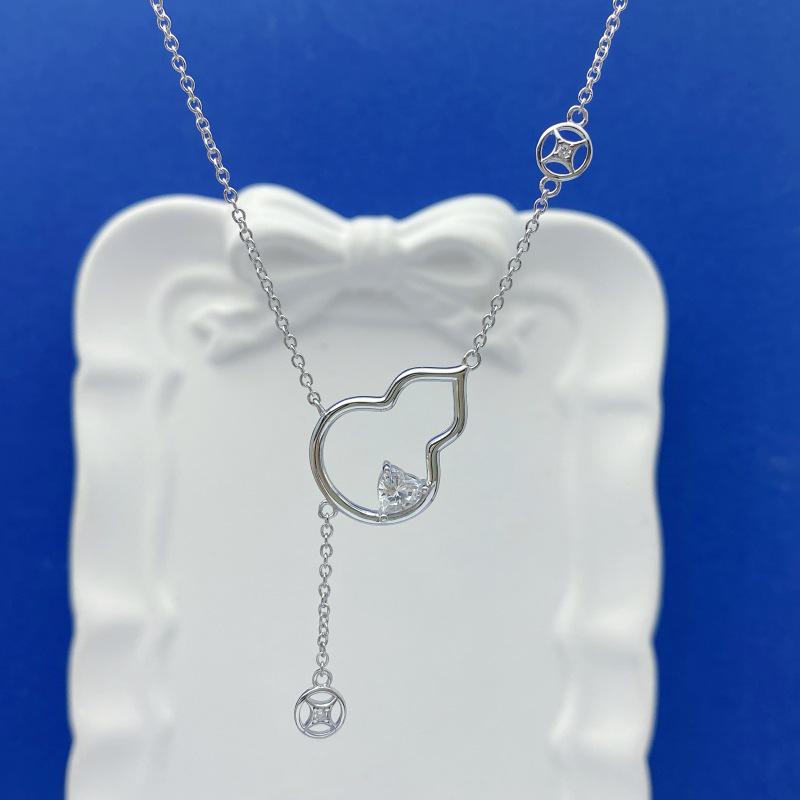 Elegant S925 Silver Gourd Necklace: Chic Versatile Gift for Women S925 Silver