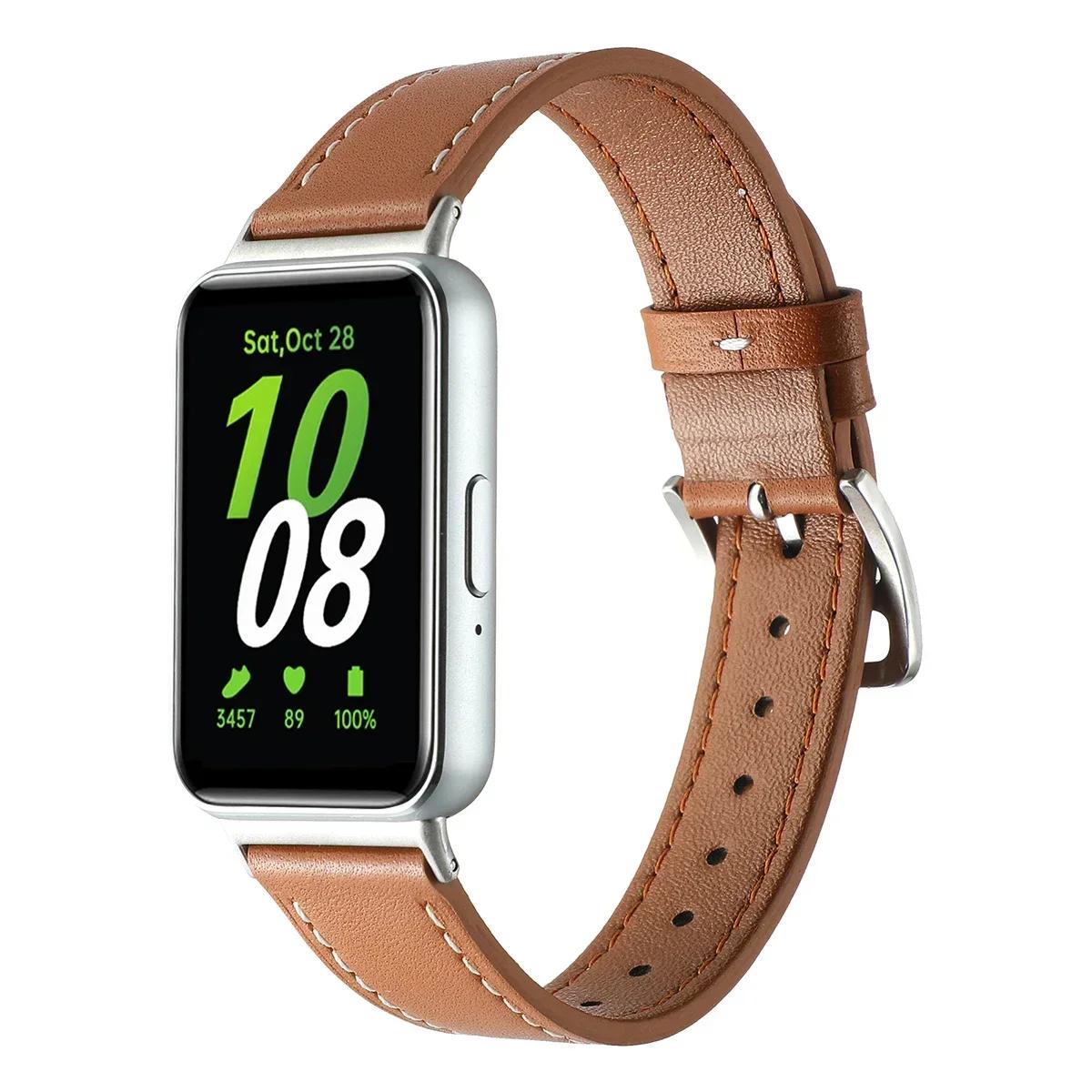 

Ремешок из натуральной кожи для Samsung Galaxy Fit 3 Аксессуары для ремешка Замена ремня Браслет на запястье Для Galaxy Fit 3 Браслет correa For Samsung Fit 3 коричневый