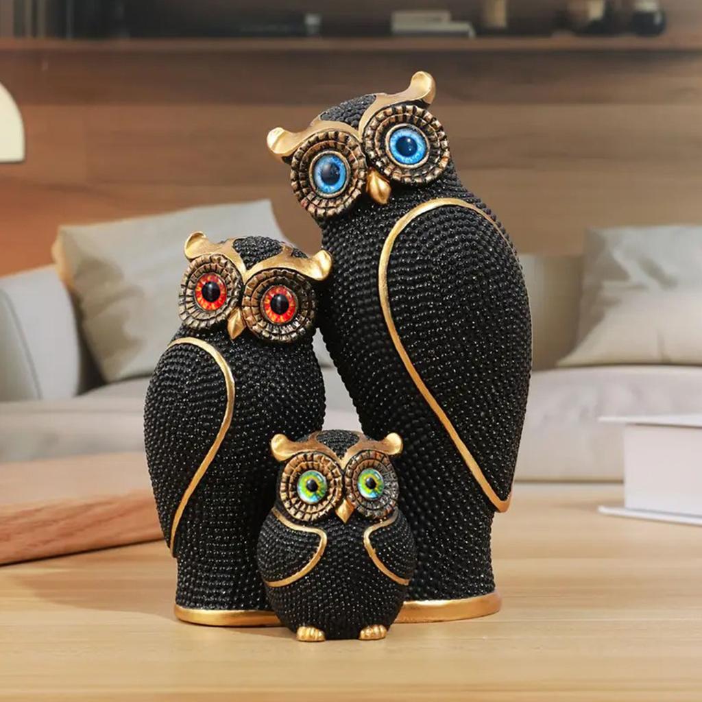 1 Stück Harz Drei Eulen Statue Ornamente, Eulenstatue für Zuhause, Regal, Wohnzimmer, Schlafzimmer, Büro, Schreibtisch, Bücherregal Dekoration, Tierschmuck