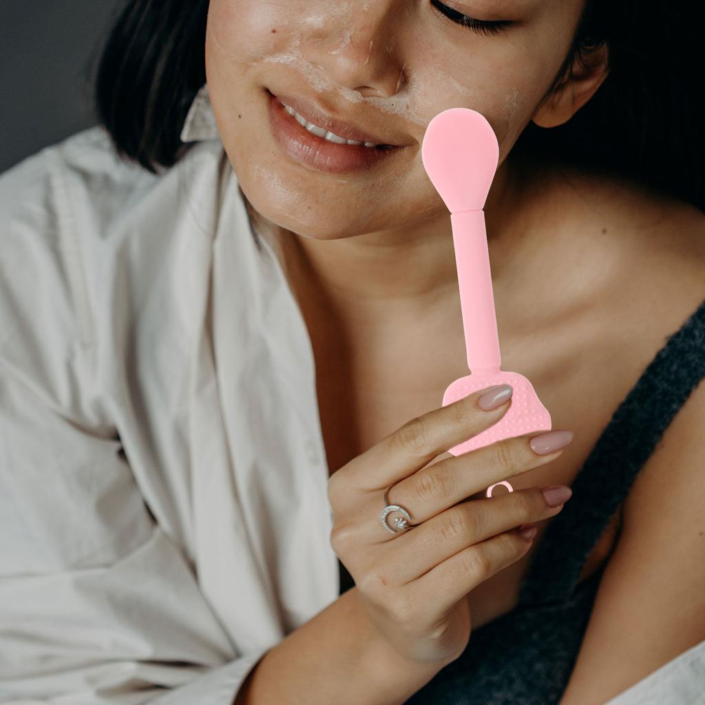 2Pcs Double-End Silicone Facial Brush Face Cleansing Scrubber Mask Applicator Tool Deep Cleaning Exfoliator for All Skin Types