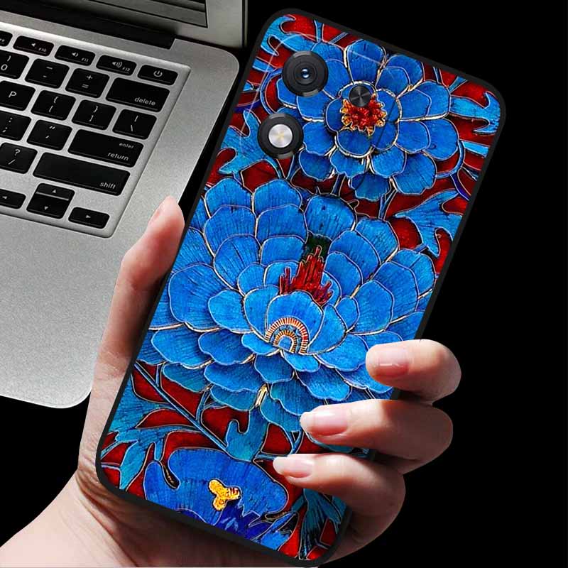 For Honor X70i 5G ABR-AN00 3D Relief Flower Emboss Soft Silicone Back Cover For Honor X70i X70i 5G Relief Emboss Case Honor X70i