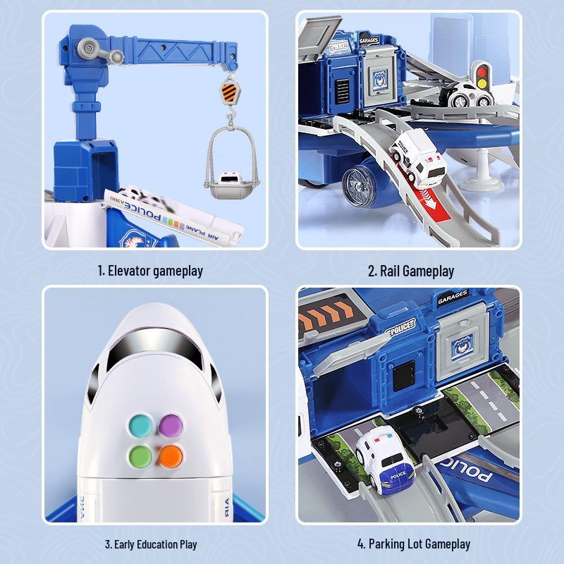 Children's Inertial Toy Car Set with Airplane and Music