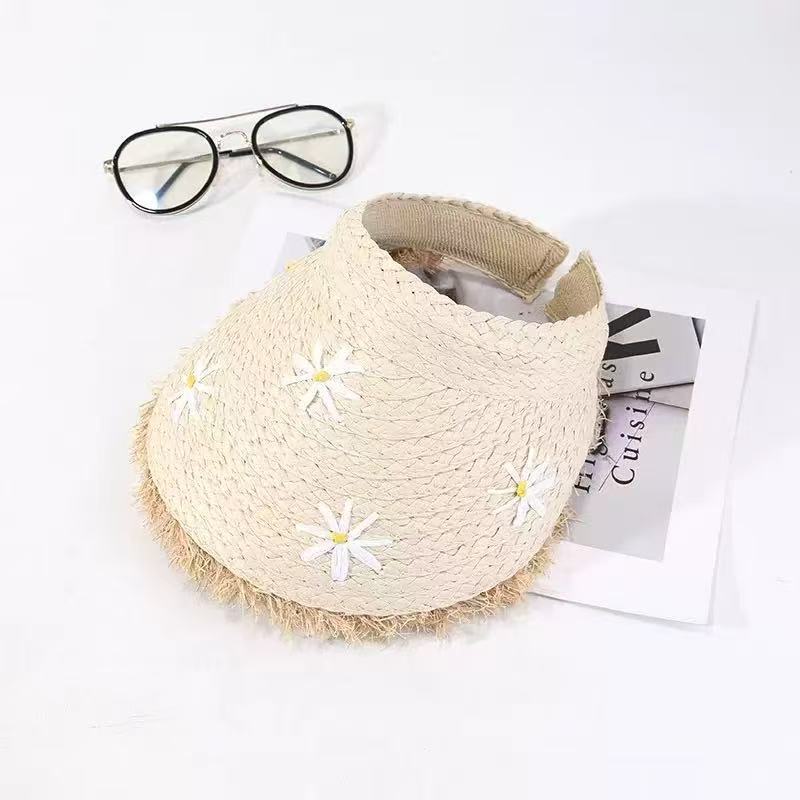 Summer French Big Brim Sun Hat Women's Fashion Ins Seaside Sun Protection Straw Hat Pastoral Pearl Face Small Sun Hat