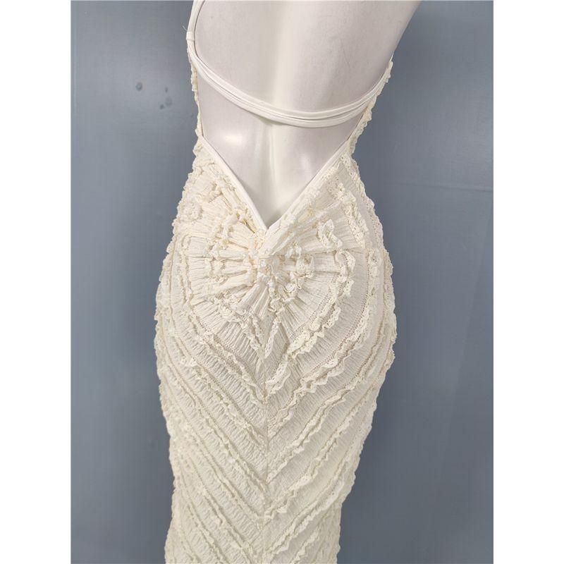 Export Single Sexy Sexy Pure Desire Ruffles Waist-Tight Slim Looking Padded Shoulder Diagonal Collar Hip-Wrapped Open Back Banquet Dress Women