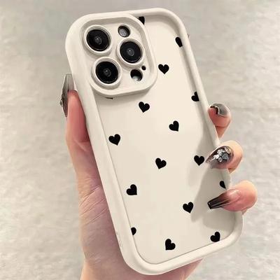 Coque Douce Mate Cœur d'Amour Noir Pour Xiaomi Redmi Note 14 13 12 11 Pro Plus 5G 12S 11S 10S 10 Pro Redmi 13C 12C 14C 4G Housse