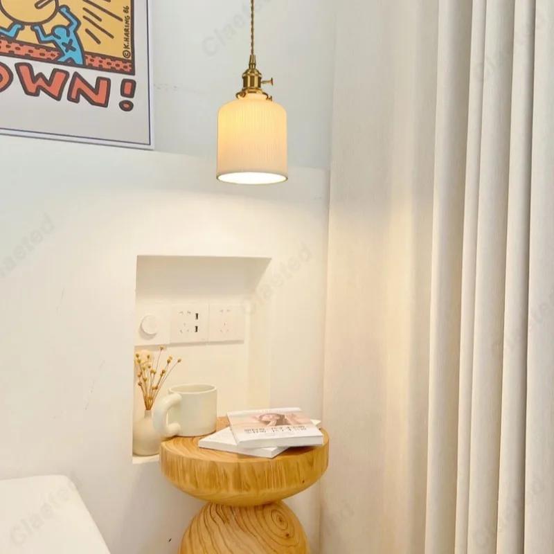Minimally designed LED ceramic E27pendant light bedroom bedside lamp indoor living room dining room corridor decoration lighting