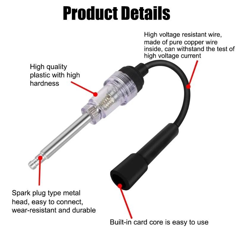 Spark Plug Tester - Automotive Ignition Diagnostic Tool for Engine Coil, Inline Spark Test w/LED Light Universal (1PC)