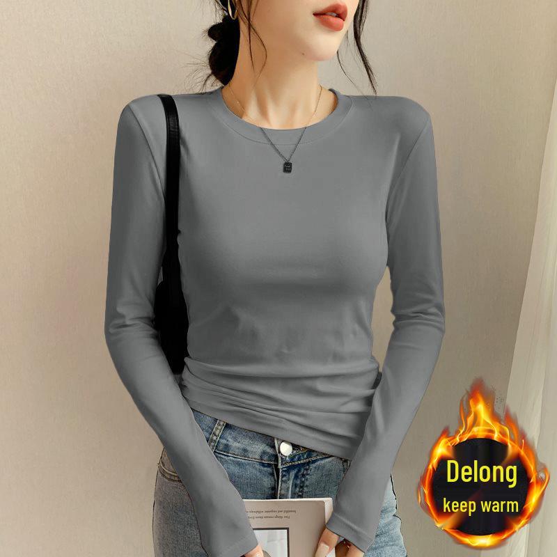 2025 New Autumn/Winter Women’s Warm Velvet Long Sleeve Base Shirt