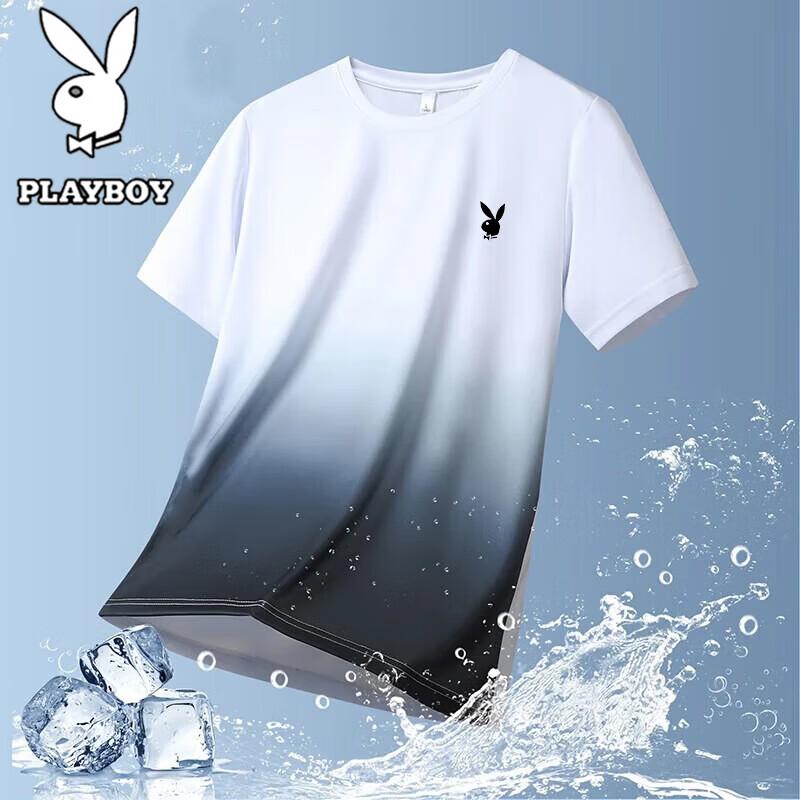 PLAYBOY Men's Ice Silk Breathable Round Neck T-Shirt
