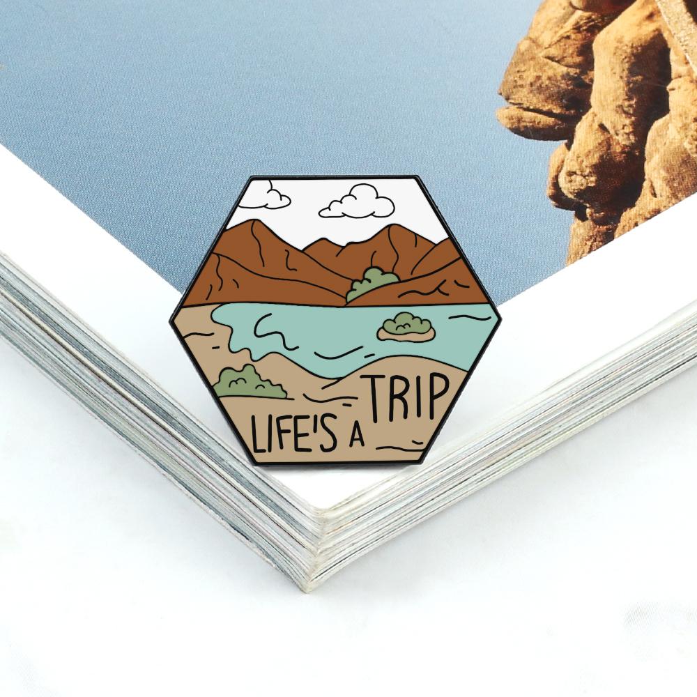 

Outdoor Camping Travel Enamel Pin Cartoon Wild Hiking Adventure Brooch Mountain Starry Night Lapel Badge Bag Custom Jewelry Gift