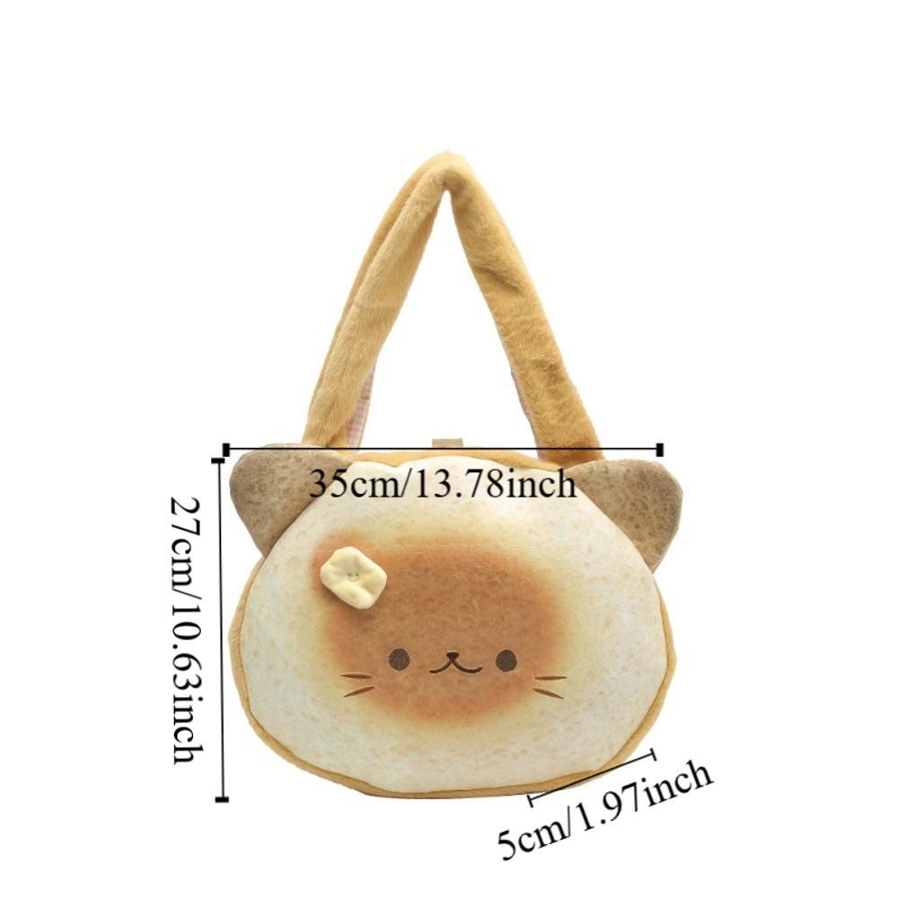 Harajuku Cartoon Toast Tote Bag Yellow Crossbody Bag Casual Butter Cat Shoulder Bag  Girls