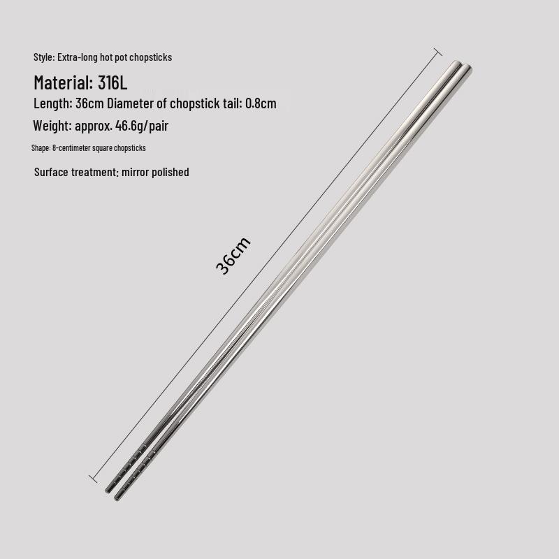 316 Stainless Steel Antibacterial Chopsticks Set - High-Grade, Anti-Mold, Food Safe 304 Tableware for Personal Use