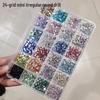 Rhinestone Rotondi Colorati a Fondo Piatto a 24 Scomparti per Unghie - Decorazioni per Nail Art Super Lucide Aurora e Perla