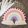 Makramee Regenbogen Wandbehang Baumwoll-Ornamente mit Quasten für Kinderzimmer