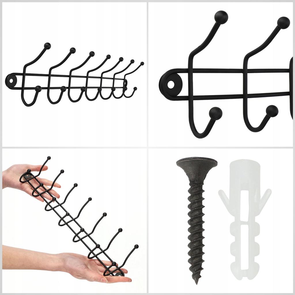 KADAX Clothes Hanger Holder Black 5 + 7 Hooks