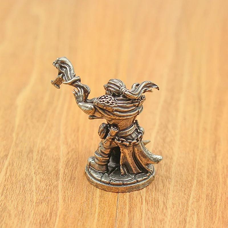 Vintage Dwarf Mage Soldier Model Handmade Toy Table Game Chess Car Carrying Copper Decoration Gift for Boys