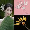 1PC Headwear Jewelry Thailand Ethnic Golden Dance Party Decoration Hairpin for Women Crystal Flower Hair Accessories Alloy Leaf